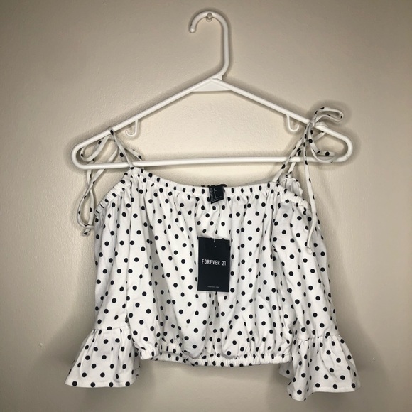 Polkadot black and white crop top - Picture 1 of 1